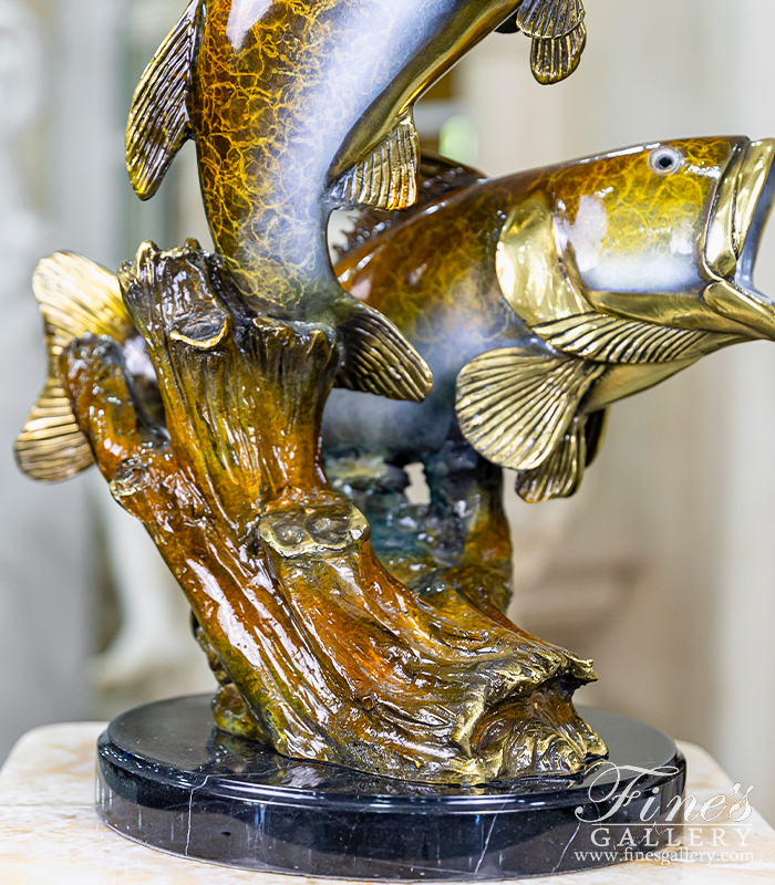 Bronze Statues  - Bronze Fish Statue - Bass - BS-1330